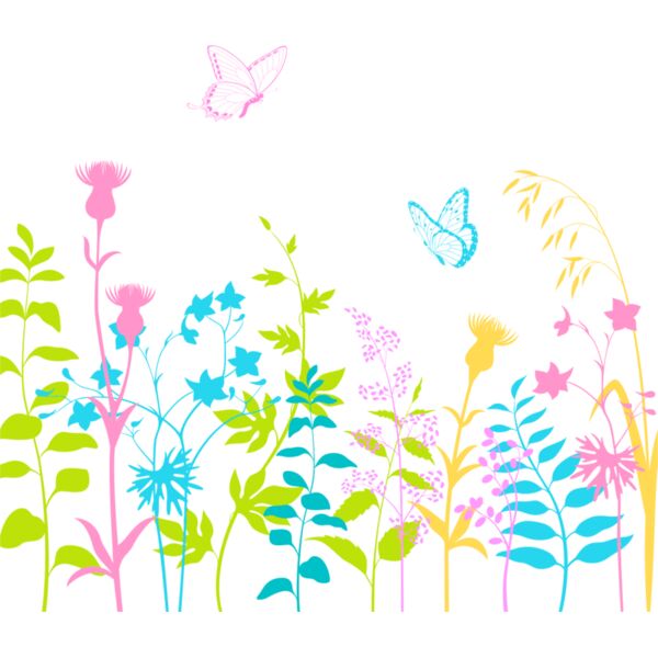 Pretty pastel garden with butterflies Thumbnail